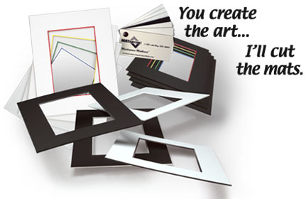 Matcutter picture mats in all standard sizes, colors to fit standard size art, picture frames