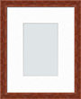 8x10(3 3/4x5 3/4), Cherry Veneer Wood Picture Frame, assembled, White White mat, clear acrylic face and back with hanging hardware.