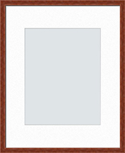 16x20(10 1/2x13 1/2), Walnut Veneer Wood Picture Frame, assembled, White White mat, clear acrylic face and back with hanging hardware.